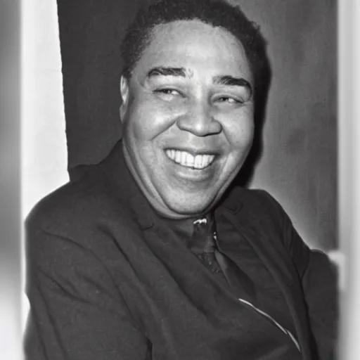 Image similar to realistic photo of old charlie parker at age 7 6, smiling, black and white