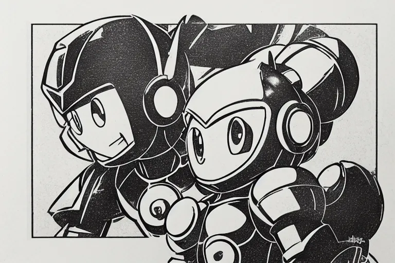 Image similar to Megaman as Pikachu lithography