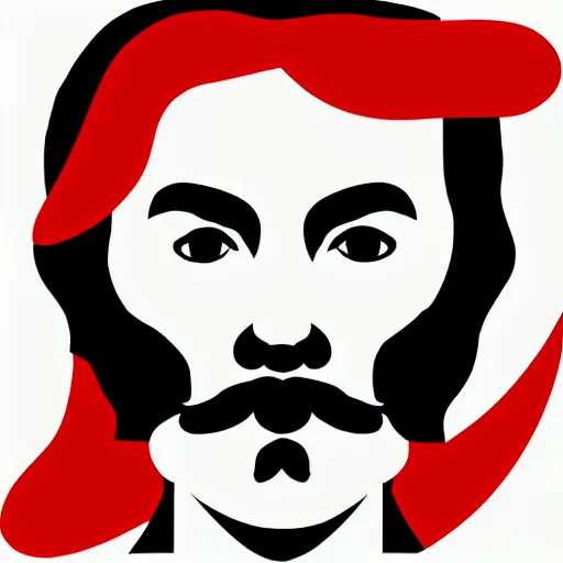 Prompt: taras shevchenko. face. old, balding, very long moustache. simple vector graphics icon by andy warhol