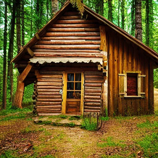 Image similar to in deep forest in france antic cabin farytale story