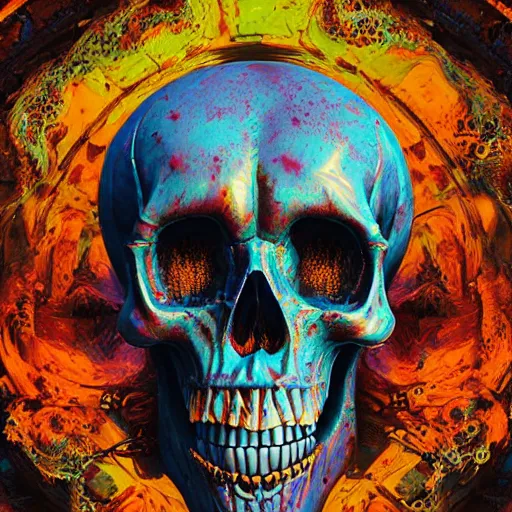 Image similar to portrait_of_a_melting_skull._intricate_abstract._psychedelic_liquod_embossed_intricate_artwork._by_Tooth_Wu_wlop_beeple_dan_mumford._octane_render_trending_on_artstat