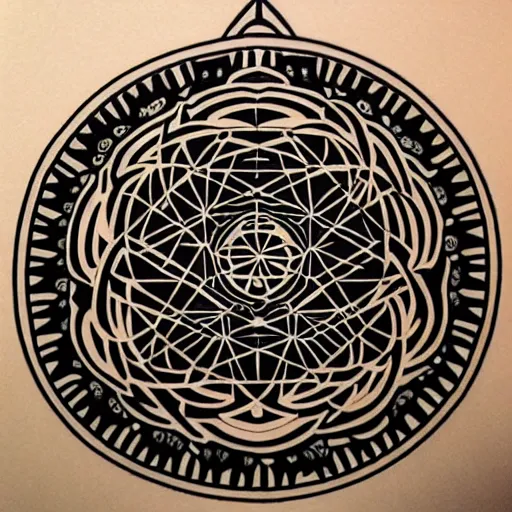 Image similar to tattoo stencil of sacred geometry, artesobscurae, instagram, pinterest, very detailed, thick