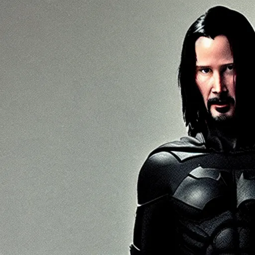 Prompt: Keanu Reeves as Batman, unmasked