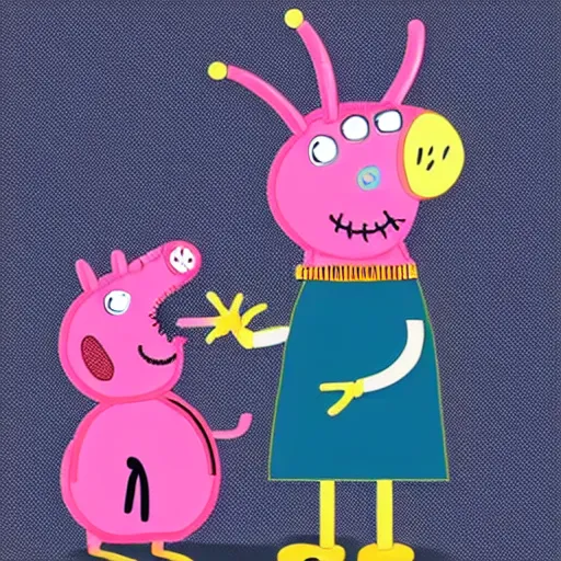 Image similar to a xenomorph in style of peppa pig cartoon,