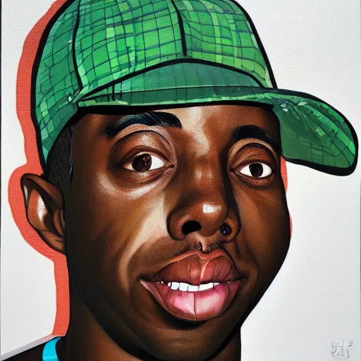 Prompt: Tyler The Creator Painting by Sachin Teng, asymmetrical, Organic Painting , Matte Painting, geometric shapes, hard edges, graffiti, street art,:2 by Sachin Teng:4