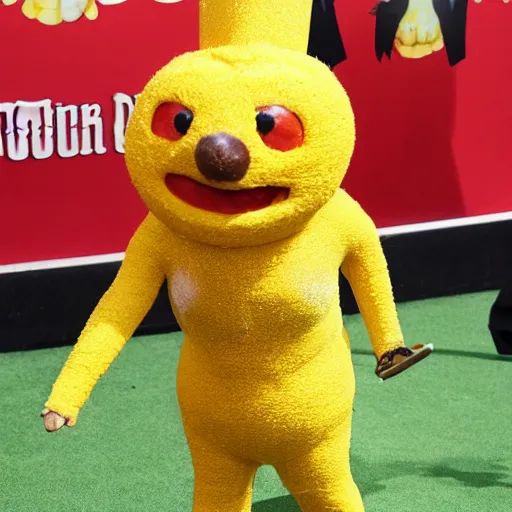 Image similar to an anthropomorphic corn dog walking the red carpet, press photo,