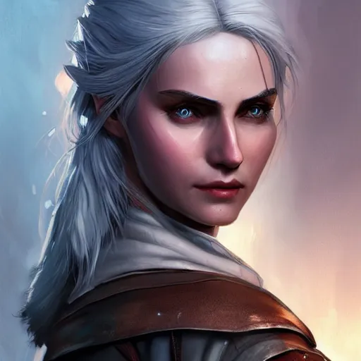 Image similar to portrait of ciri the witcher 5 amazing details 4 k beautiful ultra realistic sharp focus cinematic lightning highly detailed, digital painting, artstation, concept art, smooth, sharp focus, illustration, concept art by artgerm, astor alexander