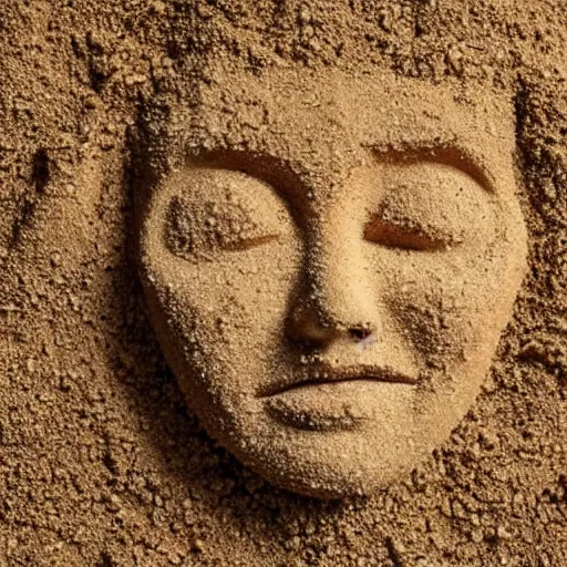 Image similar to a face made from falling grains of sand