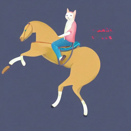 Image similar to illustration of a cat riding a horse. png