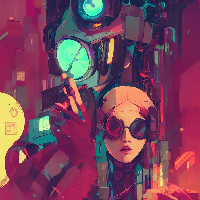 Image similar to a colorful comic noir illustration painting of a cyberpunk girl by sachin teng and sam yang!! and artgerm!! and pascal blanche, lois van baarle and ross tran!!. in style of digital art, symmetry, sci fi, hyper detailed. octane render. trending on artstation