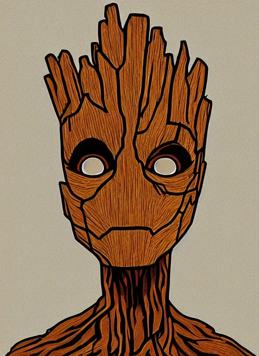 Image similar to symmetry!! portrait of groot, minimalist