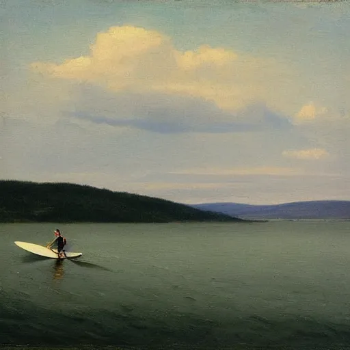 Image similar to “ surfing on the hudson river, hudson river school ”