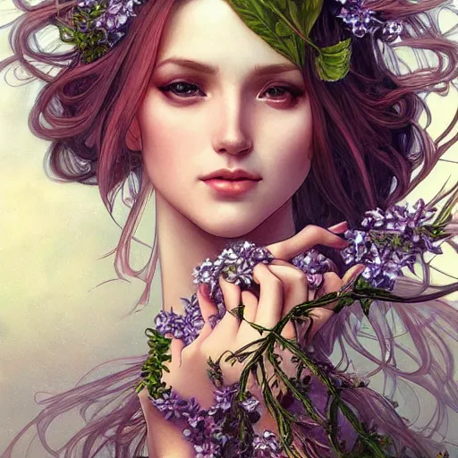 Prompt: a photograpic of lady nature, cute, fantasy, intricate, elegant, highly detailed, digital painting, artstation, concept art, smooth, sharp focus, illustration, art by artgerm and H R Giger and alphonse mucha