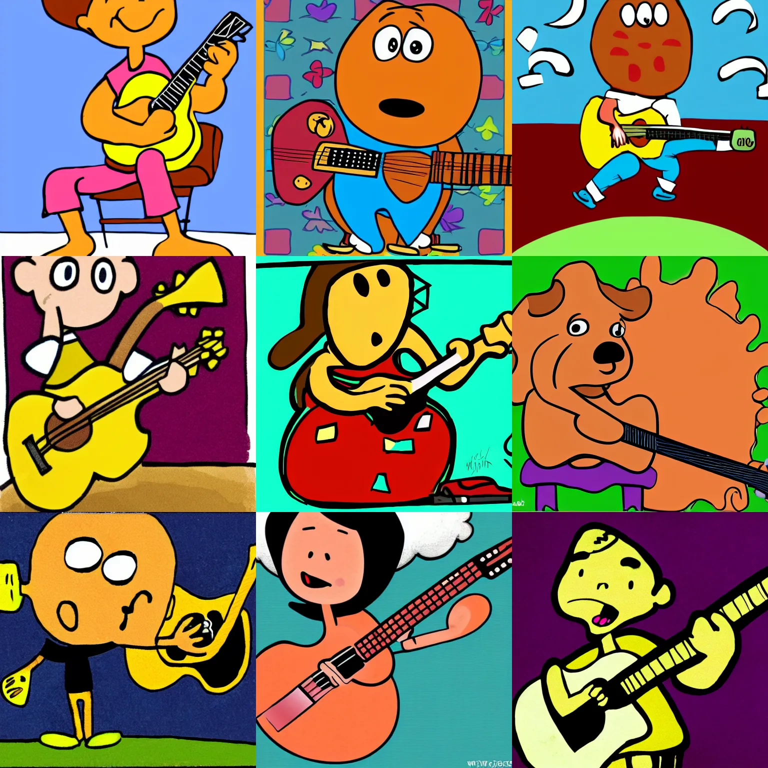 Prompt: peanut playing guitar, cartoon