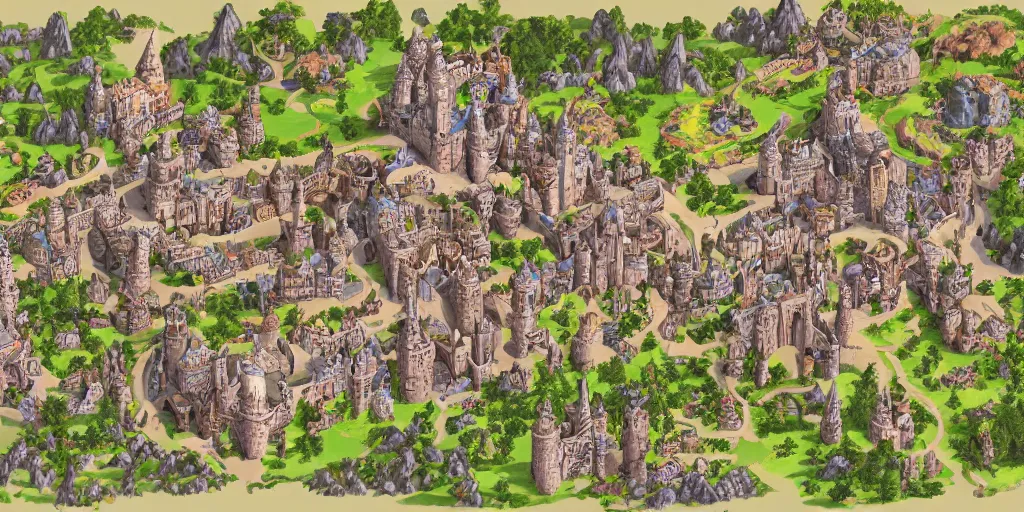 Prompt: a high detailed fantasy castle vector art an aerial view of a cartoonish rpg village by dungeondraft, dofus, patreon content, hd, straight lines, vector, grid, dnd map, map patreon, fantasy maps, foundry vtt, fantasy grounds, aerial view, dungeondraft, tabletop, inkarnate, dugeondraft, roll 2 0