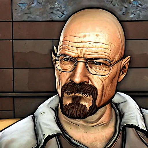 Image similar to Walter White in Borderlands 2 4K quality super realistic
