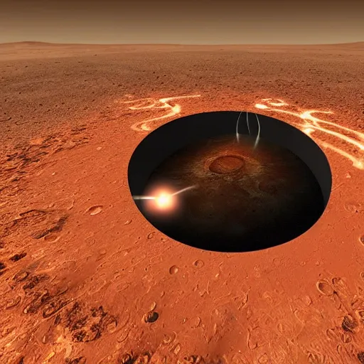 Image similar to dimensional portal on the ground on mars