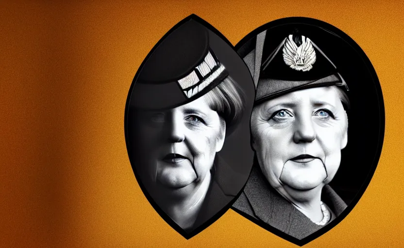 Image similar to portrait of angela merkel dressed as a military officer, minimalist triangle digital art, natural light, sharp, detailed face, magazine