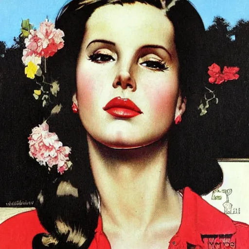 Prompt: lana del rey by norman rockwell