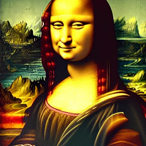 Prompt: A portrait of a woman with a striking resemblance to Mona Lisa, by Leonardo da Vinci