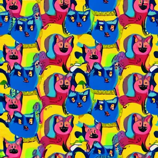 Image similar to (((((((seamless pattern))))))) of (((rainbow))) cats!!!!!!!!