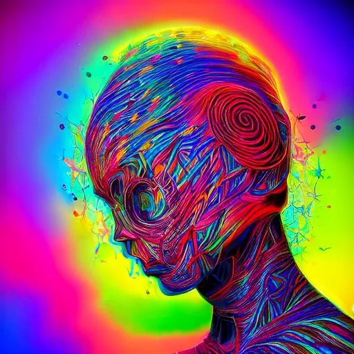 Prompt: humanbeingbeing, 4k, 8k, colorful beautiful digital art by beeple, alex grey and lisa frank