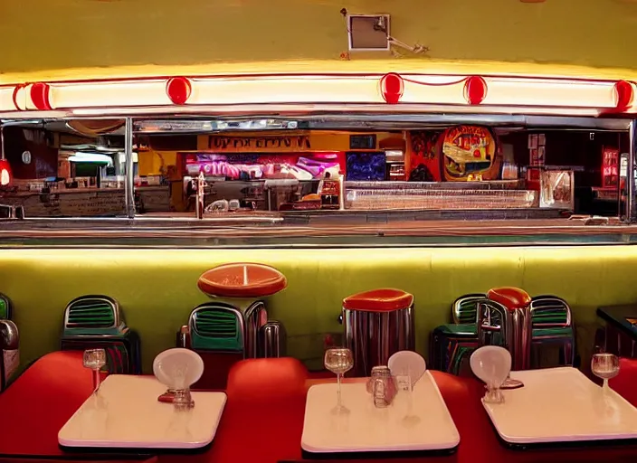 Prompt: diner, 1950s,jukebox