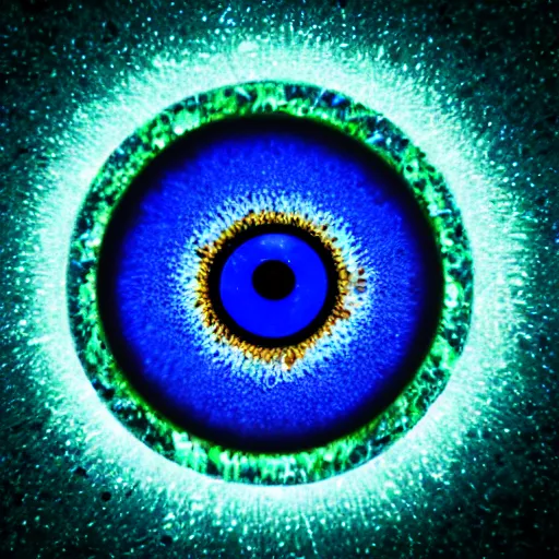 Prompt: a close up of an evil eye from another dimension