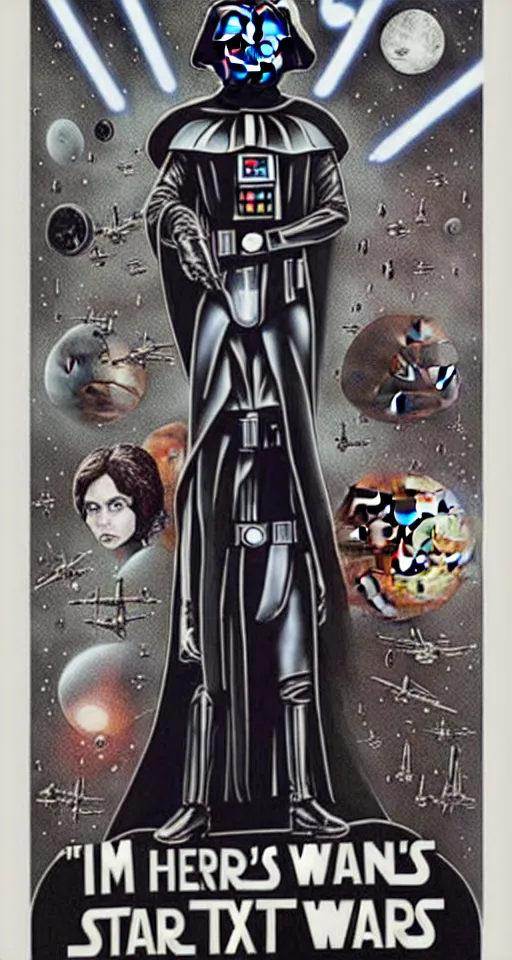 Image similar to a poster for tim burton's star wars