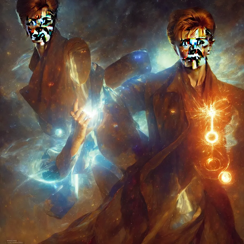 Image similar to david bowie as doctor who, radiant light, caustics, heroic, bright iridescent light, by gaston bussiere, bayard wu, greg rutkowski, maxim verehin