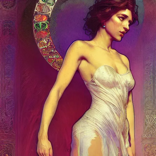 Image similar to a Portrait of A queen whose body is transparent and whose body radiates holy light by greg rutkowski and alphonse mucha,In style of digital art illustration.hyper detailed,smooth, sharp focus,trending on artstation,4k