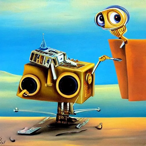 Prompt: salvador dali painting of wall - e called dall - e