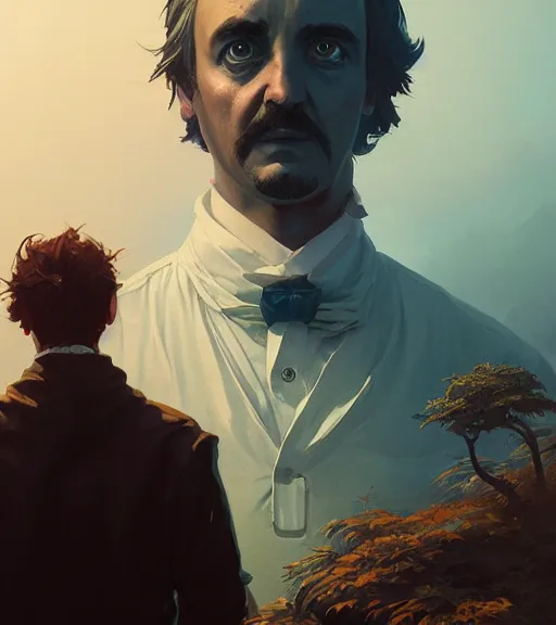 Prompt: highly detailed edgar allan poe portrait in gta v, stephen bliss, unreal engine, fantasy art by greg rutkowski, loish, rhads, ferdinand knab, makoto shinkai and lois van baarle, ilya kuvshinov, rossdraws, tom bagshaw, global illumination, radiant light, detailed and intricate environment