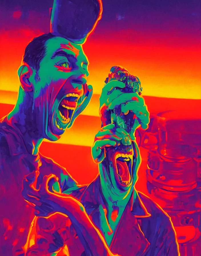 a psychedelic portrait of jerma 9 8 5 standing on a Stable Diffusion