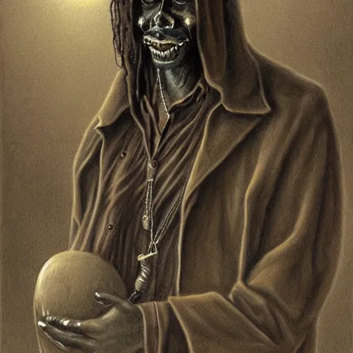 Prompt: a detailed painting of papa legba, by john kenn mortensen, horror, dark, digital art, realistic painting, very detailed