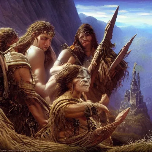 Prompt: epic masterpiece ordeal of the ancient sorrow traveller Ken Kelly, photorealistic, cinematic, fantastic reality, detailed and beautiful faces, intricate, detailed, dramatic lighting, establishing shot, 8k resolution – W 1024