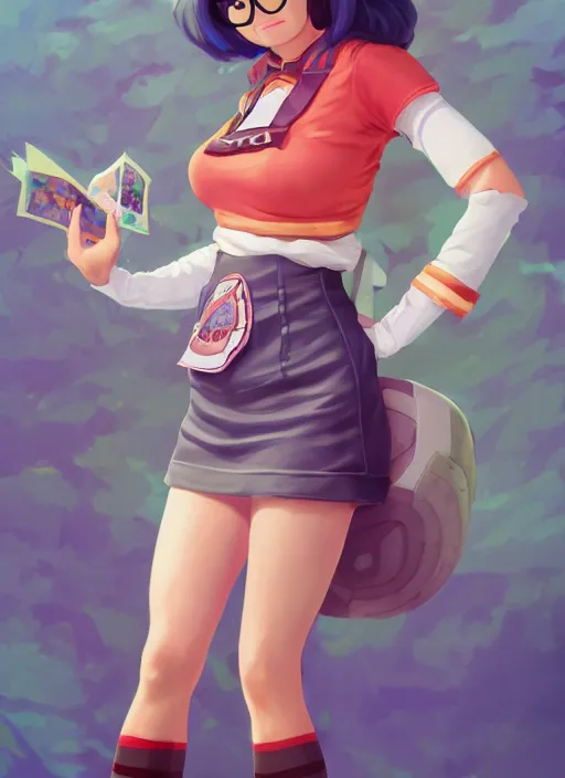 Image similar to tina belcher as a character from league of legends, hyper detailed, digital art, overhead view, trending in artstation, studio quality, smooth render, unreal engine 5 rendered, octane rendered, art style by klimt and nixeu and ian sprigger and wlop and krenz cushart