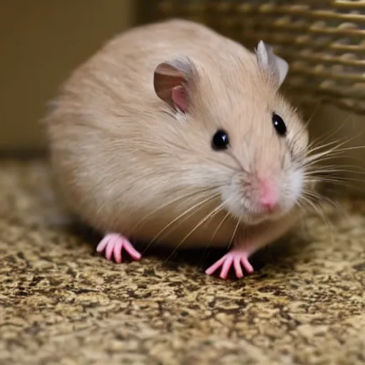 Prompt: hamster in the dark toiled