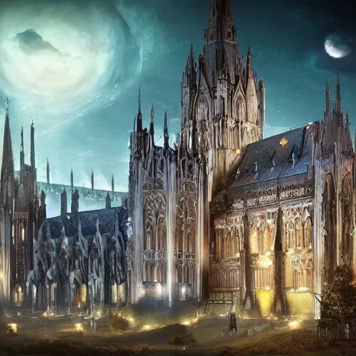 Image similar to starlight, gothic architecture, beautiful, opulent, matte painting, shimmering