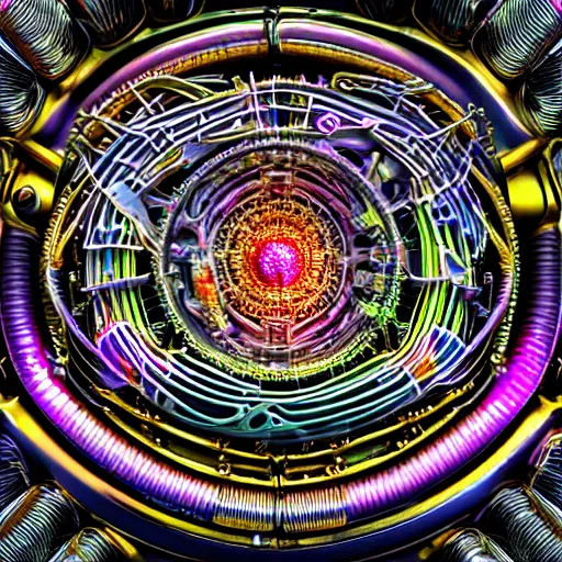 Image similar to realistic detailed image of the inside of a living biomechanical valve body, very intricate colorful masterpiece, hd photo