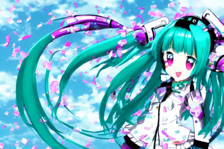 Image similar to hatsune miku themed windows 9 5 desktop, linux mint, computer wallpaper, in 1 9 9 5, y 2 k cybercore, desktop screenshot