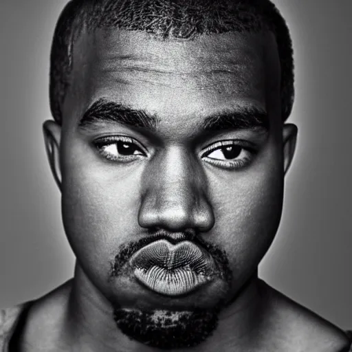 Image similar to the face of young kanye west at 1 7 years old, portrait by julia cameron, chiaroscuro lighting, shallow depth of field, 8 0 mm, f 1. 8