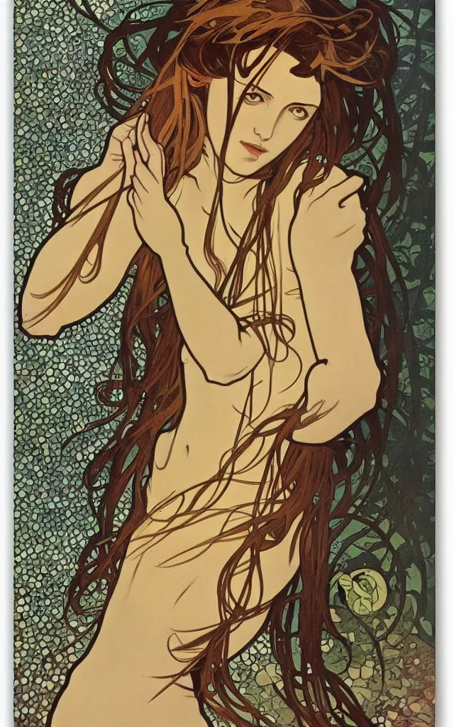 Image similar to pain(t) by tomer hasuka and by alphonse mucha