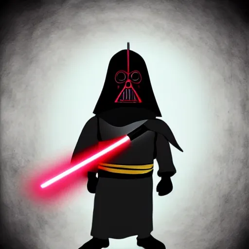 Prompt: a minion as a sith lord, digital art