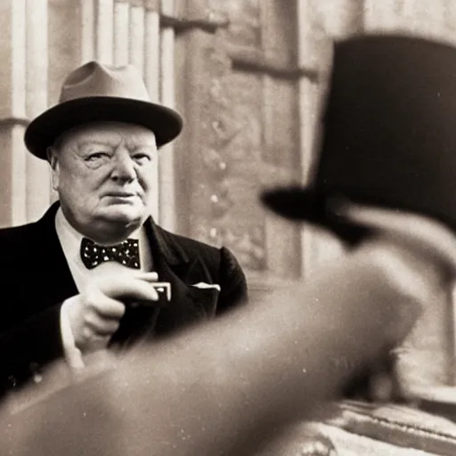 Prompt: winston churchill takes a selfie