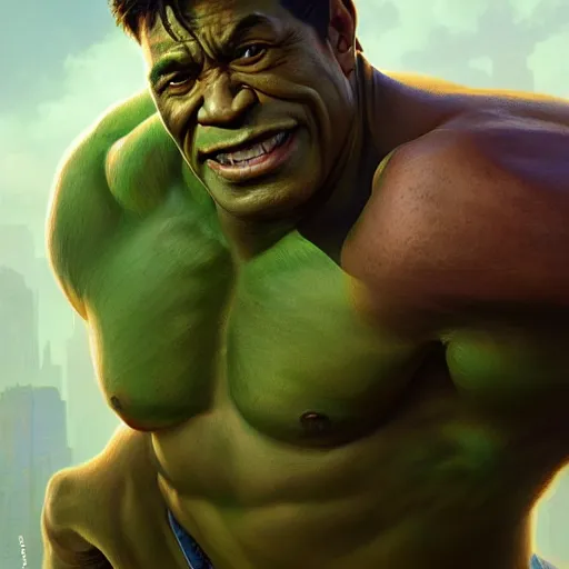 Image similar to ultra realistic illustration of steve urkle as the hulk, intricate, elegant, highly detailed, digital painting, artstation, concept art, smooth, sharp focus, illustration, art by artgerm and greg rutkowski and alphonse mucha