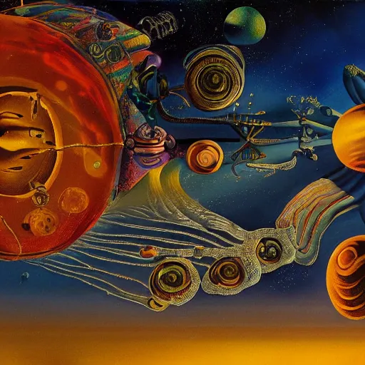 Image similar to space exploration by salvador dali, psychedelic art, 8 k resolution, award winning