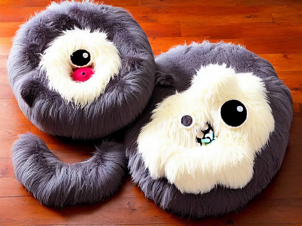 Prompt: a cute fuzzy plush round monster