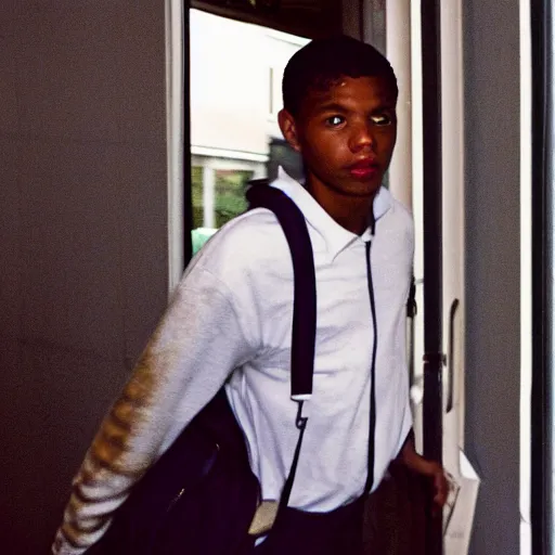 Prompt: realistic photo of a student going to school, in style of Tyler Mitchell, 35mm,