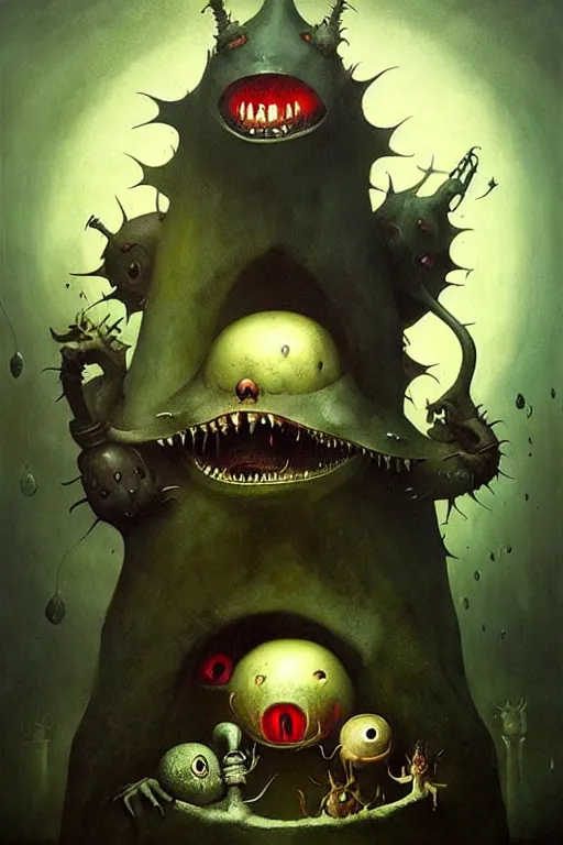 Image similar to hieronymus bosch, greg rutkowski, anna podedworna, painting of aaahh!!! real monsters